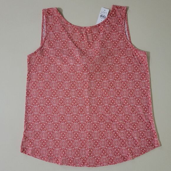Loft Back Tie Red Print Vintage Feel Tank Top - Picture 11 of 11